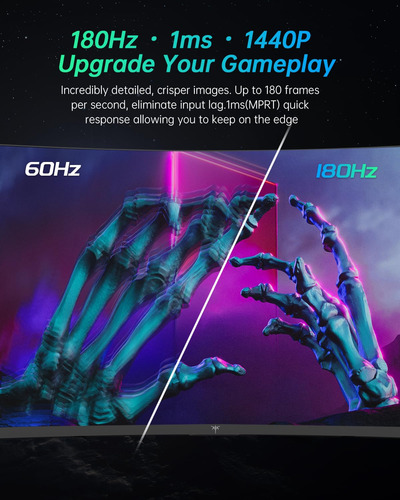 Monitor Curvo 27 Pulgadas 1440p 180hz 1ms Freesync G-sync