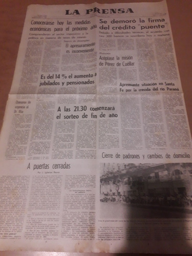 Tapa Diario La Prensa 30 12 1982 Malvinas Padrones Paraná 