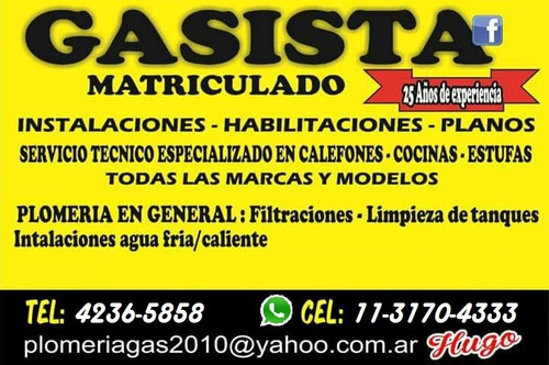Gasista Matriculado Zona Sur