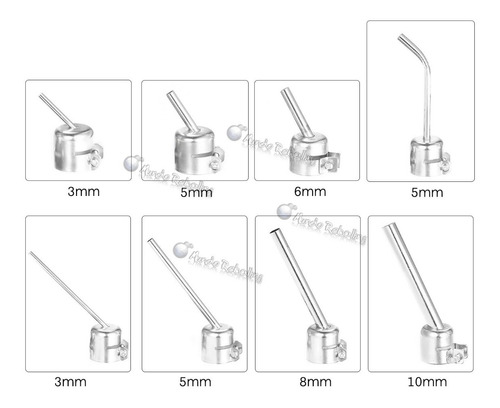 Set 8 Boquillas Ajustables Punta Curva Estaciones De Soldar
