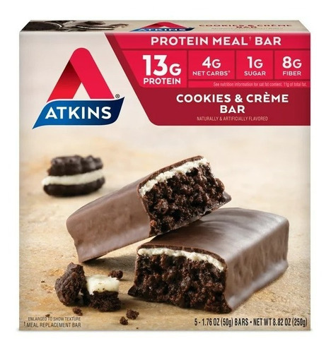 Atkins Meal Bar, Cookies N Creme Bar, 5 Bars 3pack