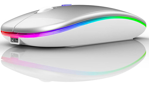 Mouse Inalámbrico Peibo Bluetooth Usb , C/ Luz Led, Plateado