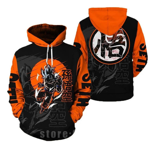 Sudadera Dragon Ball Con Capucha Adulto Moda Anime