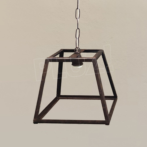 Imagen 2 de 9 de Lámpara Colgante Cubo Prisma 1 Luz - Hierro Óxido