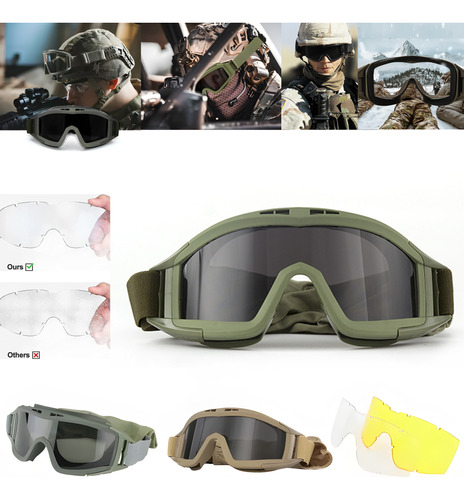 Goggle Militar Táctico Lentes Gotcha Policia Careta Gafas