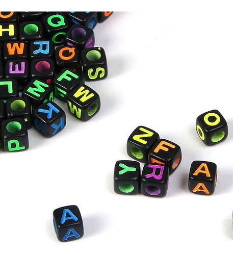 Letras Cubo 6x6mm Negro Fluo 160u X25g