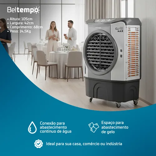 Climatizador De Ar Evaporativo Umidificador 45 Litros Bt-8050 Beltempo Ventilador E Climatizador De Ambientes Portátil Industrial E Residencial Grande E Potente