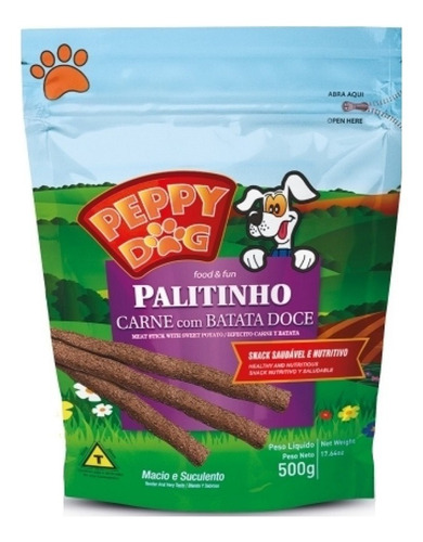 Palitinho Peppy Dog Carne Com Batata Doce Para Cães (500g)