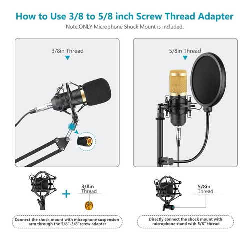 Imagen 9 de 10 de Shock Mount Standard Para Microfono Condenser Marca Elefir
