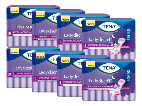 8 Paquetes Toalla Incontinencia Femenina Tena Nocturna 8u