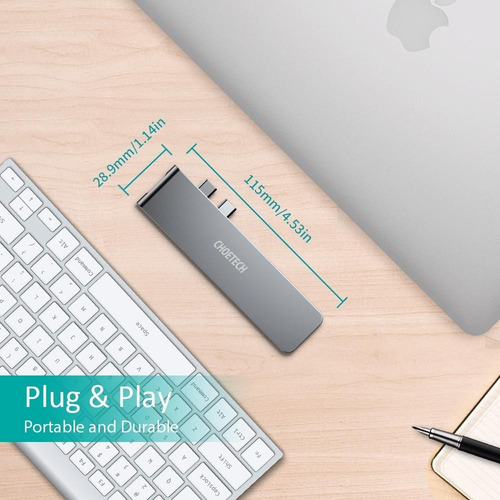 Imagen 10 de 10 de Adaptador 2 Usb-c - 2 Port Usb 3.0 + C + Hdmi + Sd + Pd Mac