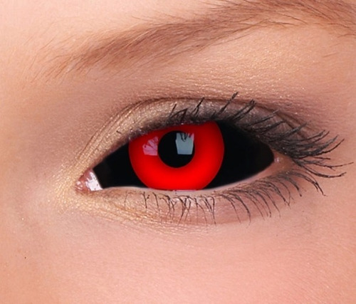 Pupilentes Halloween Sclera Rojo Con Negro 22mm Mod 011 Zomb