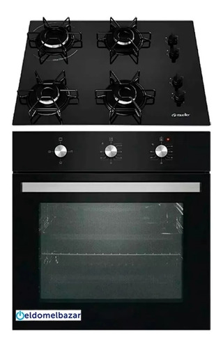 Horno Eléctrico Combo Anafe Cristal Negro Empotrable Ebz