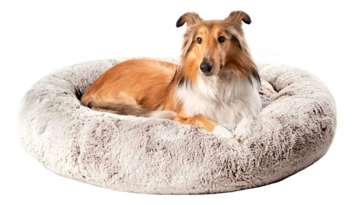 Cama Tipo Dona Antiestres Para Perros Raza Xgrande / Gigante Color Blanco/café