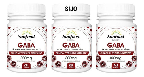 Kit 2 Un - Gaba Acido Gama Sunfood Sabor Sem Sabor