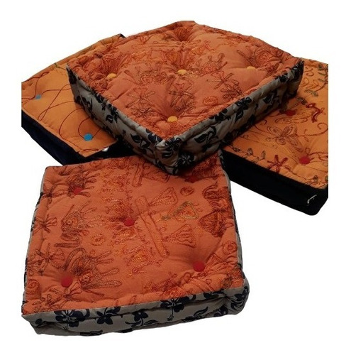Imagen 6 de 8 de Set De 4 Zafus Cuadrados (40 X 40 Cm) - Almohadones Para Med