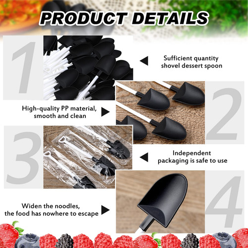Paquete De 300 Mini Cucharas De Plástico Negras Para Postres