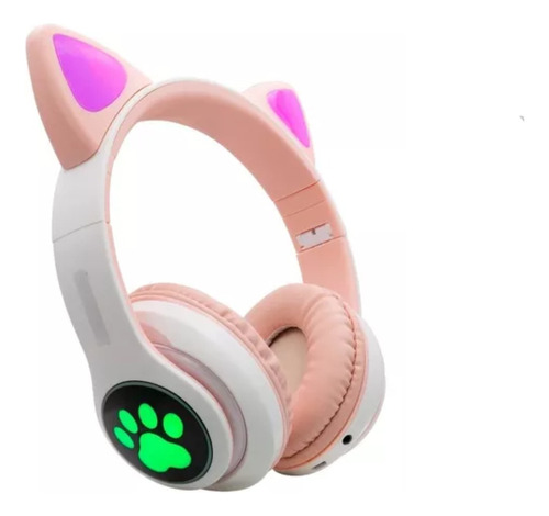 Audifono Wireless Monster Kids Cat Rosa Luz Led - Revogames