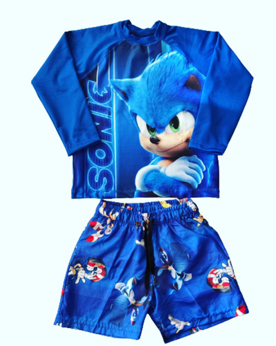 Conjunto Remera Protección Uv Y Short De Baño Sonic