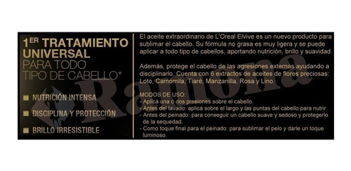Imagen 5 de 7 de Oleo Extraordinario Elvive Loreal Paris Tratamiento 100ml