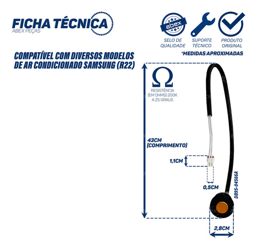 Sensor De Temperatura Do Compressor Ar Samsung Db95-04566a