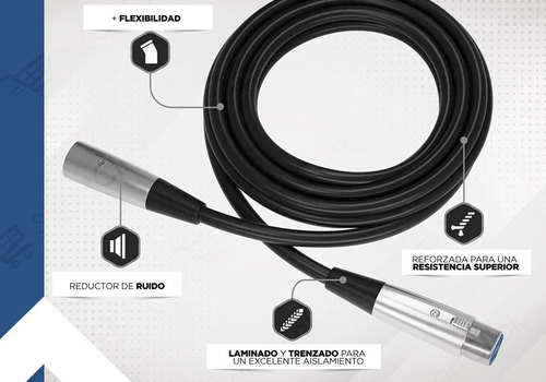 Imagen 2 de 10 de Cable Canon Xlr Balanceado Macho Hembra Ofc 6 Metros Handa