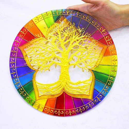 Imagem 3 de 3 de Mandala Árvore Da Felicidade E Da Fortuna E Pentagrama 25cm
