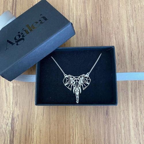 Imagen 8 de 10 de Collar Dije Elefante De Plata Ley 925 Origami Mujer Agálea