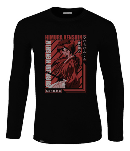 Camiseta Manga Larga Hombre Kenshin Samurai X Anime Lbo2