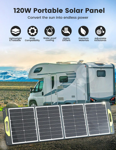 Panel Solar Portátil Greenmagic De 120w Plegable Y Resistent