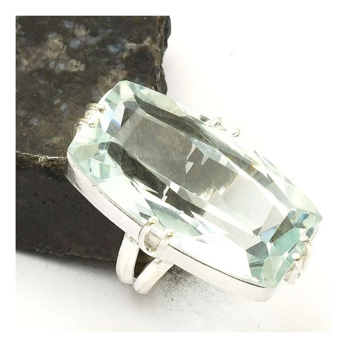Anillo A Mano De Piedra Topacio Blanco 8,25 Latón Agua 8,25