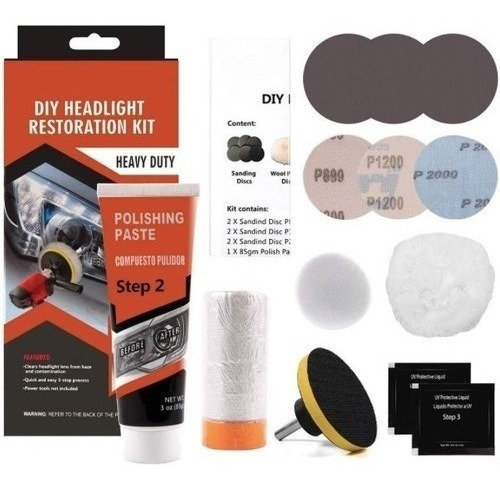 Kit Restaurador Pulidor De Faros Delanteros De Vehiculos