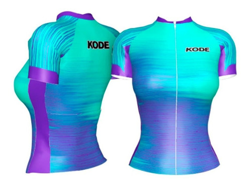 Camisa Ciclismo Feminina Kode Hilde Azul Lilas Mtb Speed