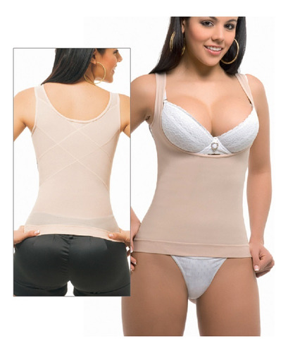 Faja Mujer Camiseta Reductora Corrector Postura Realza Busto