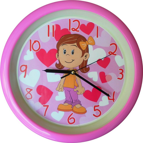 Reloj De Pared Niña Corazones