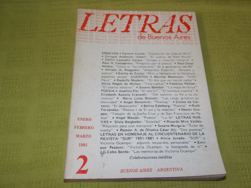 Letras De Buenos Aires Nº 2 Enero Febrero Marzo 1981