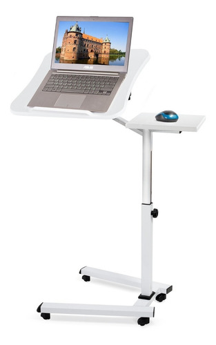 Mesa Para Laptop Tatkraft Ajustable Plegable Con Ruedas -bco