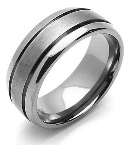 Anillo De Bodas De Titanio 8mm Con Doble Acento