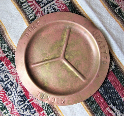 Antiguo Plato Bronce Para Ofrenda De Iglesia 1940´s