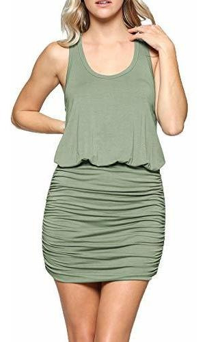 Laclef Mini Vestido Sin Mangas Con Pliegues Y Bodycon Sexy P