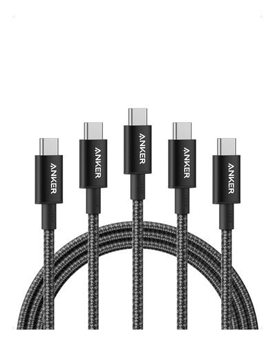 Cable De Carga Usb C Anker (6 Pies 100 W, Paquete De 5), Cab