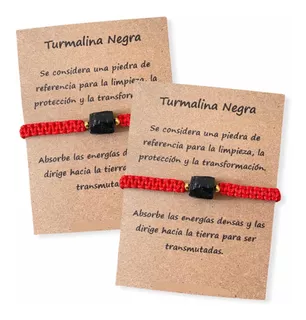 Dos Pulseras Turmalina Negra Original Protección Tejida