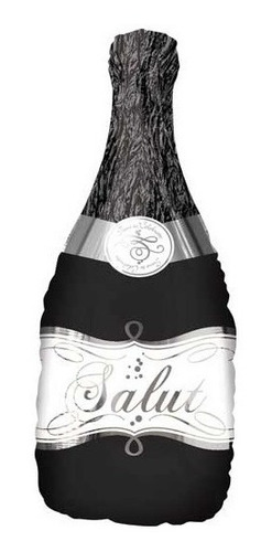 Globo Botella Negra Brindis Salud Champagne Met Jumbo Fiesta