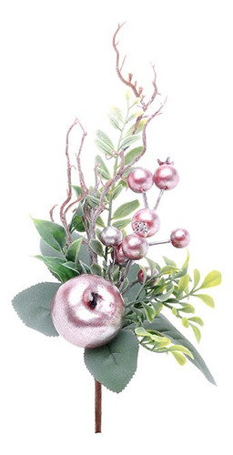 Enfeite Pick Folhas & Frutas - Rose & Verde - Cromus - Rizzo
