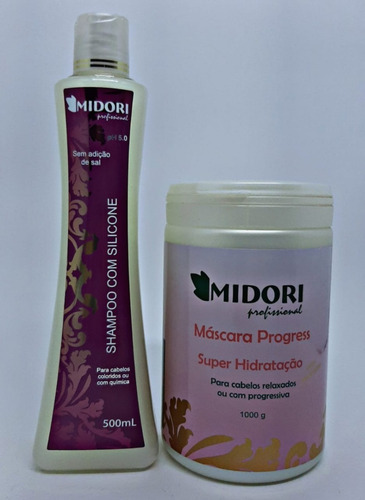 Shampoo Com Silicone 500ml Máscara Progress 1000g Midori