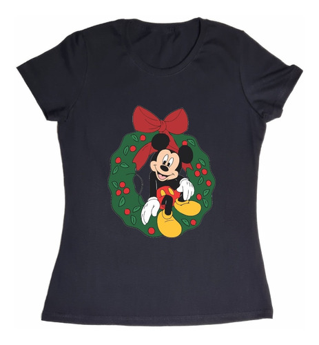  Playera Mickey Sentado En Corona De Navidad