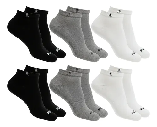 Kit 6 Pares Meias Soquete Cano Curto Baixo Algodão Polo Fit