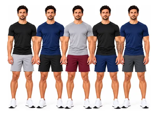 Kit 10 Peças Dry Fit 5 Camisetas + 5 Shorts Academia Corrida Sortidos Gg