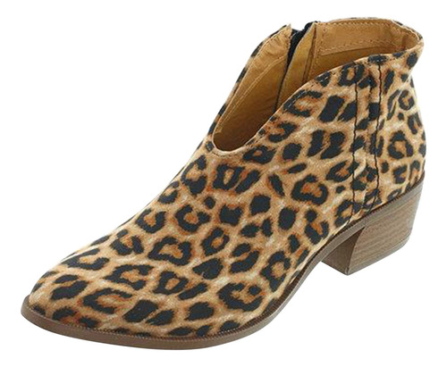 Zapatos De Tacón Medio Para Mujer, Cálidos, Estilo Leopardo,