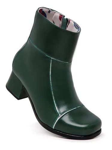 Bota Feminina Cano M dio Em Couro Confort vel Verde 7683 R 392 39